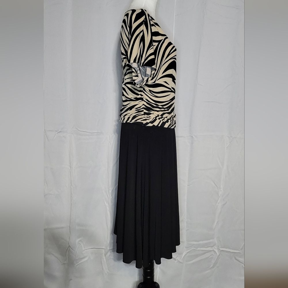 Enfocus Womens Black/Tan Formal Pleated Midi Dress Size Medium/Large EUC - Picture 3 of 6